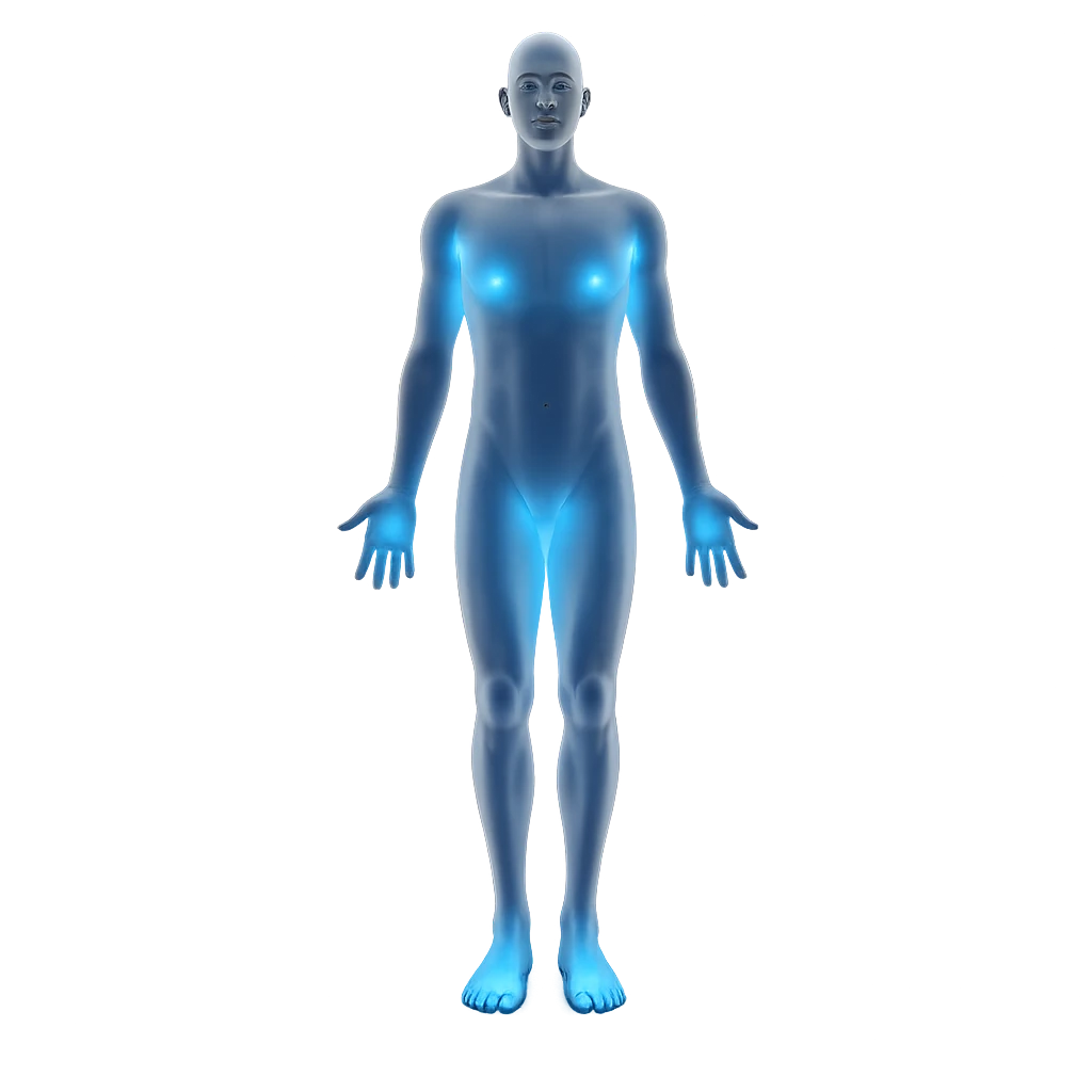 Anatomical diagram of the body highlighting chafe-prone zones Dry Goods protects